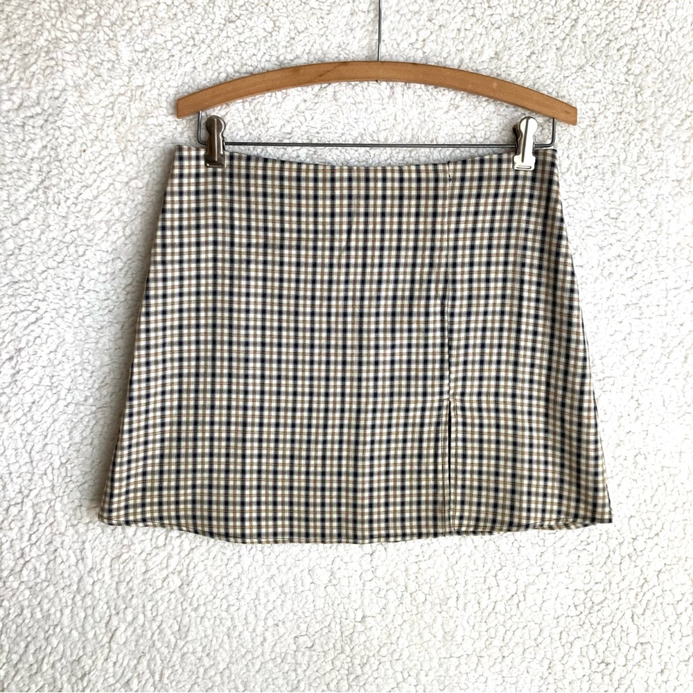 Hyfve Plaid Mini Skirt with side slit, Sz L - Picture 6 of 14